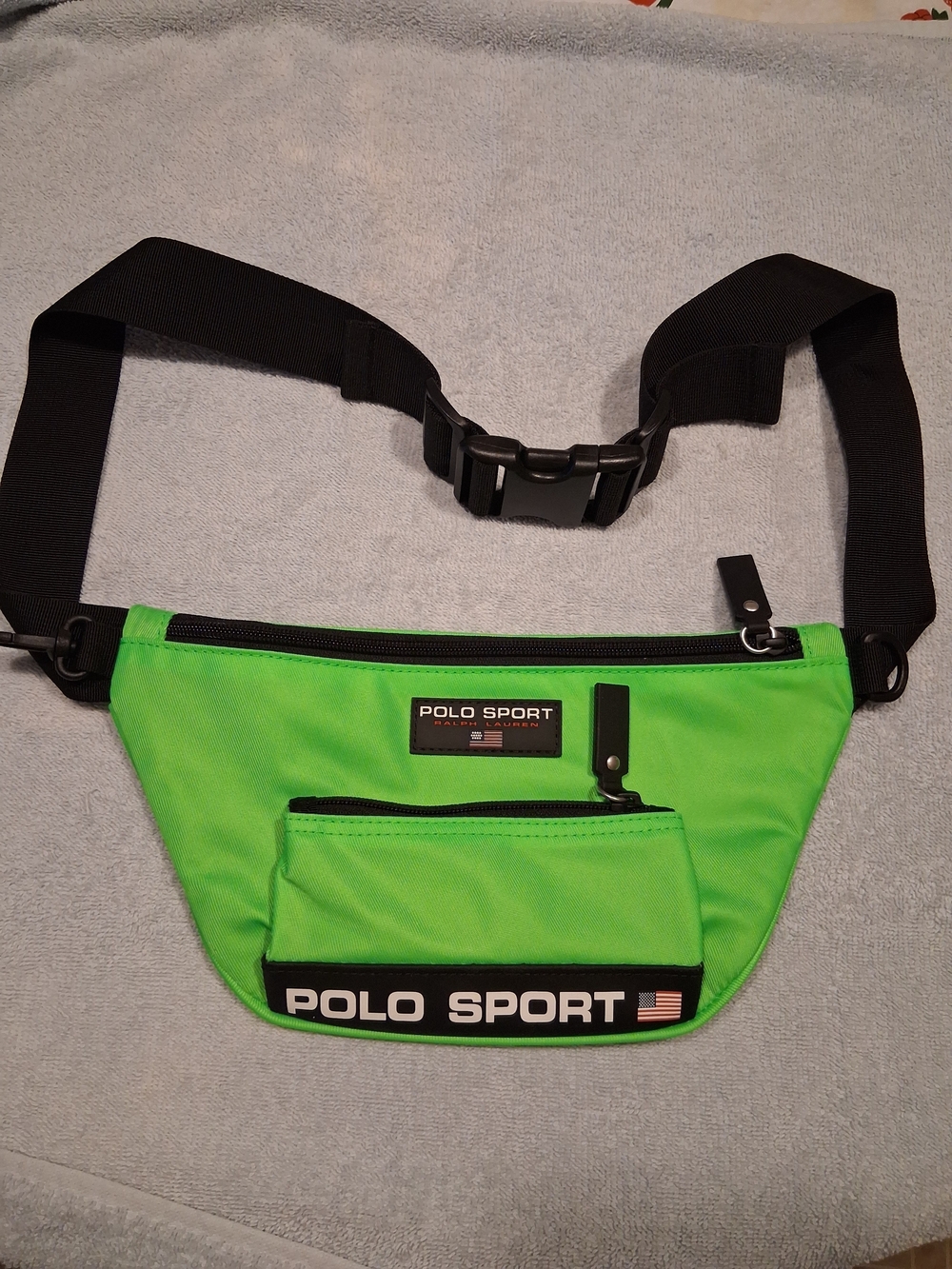 Polo by Ralph Lauren Bright Green Polo Sport Waist Pack with Black Strap
